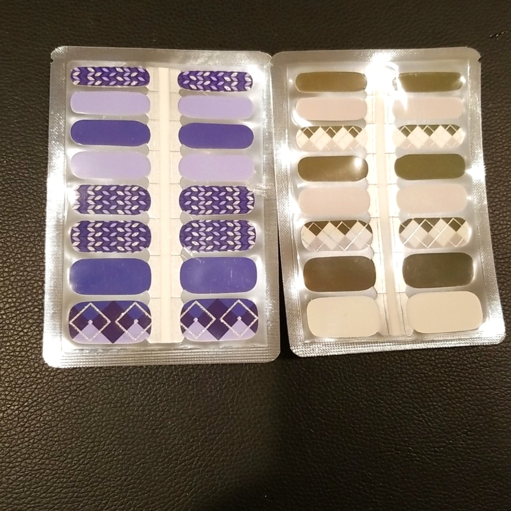 Two Sets of Real Nail Polish Wraps. Argyle sweater design. No UV lamp needed!